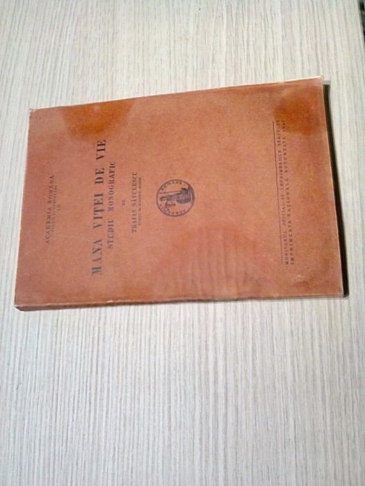 MANA VITEI DE VIE - Studiu Monografic -Traian Savulescu - 1941, 213p.+ X planse