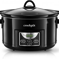 Slow cooker Crock-Pot, 4.7 l, 2 setari gatit, vas de ceramica detasabil, negru