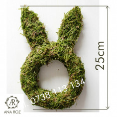 Decoratia de Pasti Iepuras facut din muschi verde 25cm aranjamente DIY foto