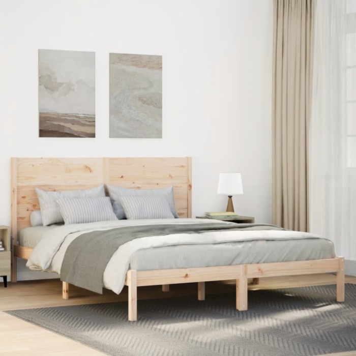 Gossi cadru pat foarte lung fara saltea, 160x220 cm, lemn masiv