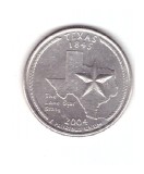 Moneda SUA 25 centi/quarter dollar 2004 P, Texas 1845, stare foarte buna, curata, America de Nord, Nichel