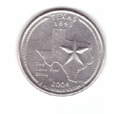 Moneda SUA 25 centi/quarter dollar 2004 P, Texas 1845, stare foarte buna, curata