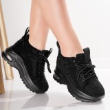 Cumpara ieftin Sneakers dama cu Platforma Negri din Piele Ecologica Intoarsa Voyas, 38
