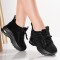 Sneakers dama cu Platforma Negri din Piele Ecologica Intoarsa Voyas, 37