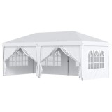 Pavilion pentru gradina/comercial, cadru metalic, material Oxford, 6 pereti, pliabil, alb, 5.85x2.95x2.70 m GartenVIP DiyLine, ART