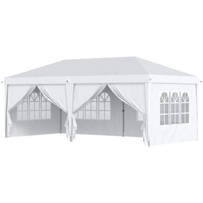 Pavilion pentru gradina/comercial, cadru metalic, material Oxford, 6 pereti, pliabil, alb, 5.85x2.95x2.70 m GartenVIP DiyLine foto
