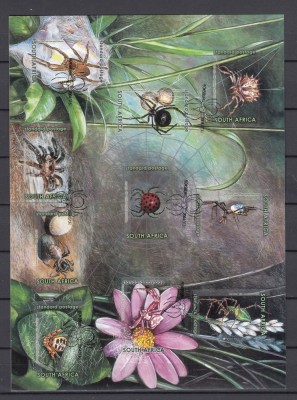 Africa de Sud - INSECTE - PAIANJENI - BL XXXL - 10 val. diferite autoadez. - MNH foto