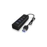 HUB extern Icy Box, porturi USB: USB 3.0 x 4, conectare prin USB-A, aluminiu, negru, &quot;IB-HUB1409-U3&quot; (timbru verde 0.8 lei)