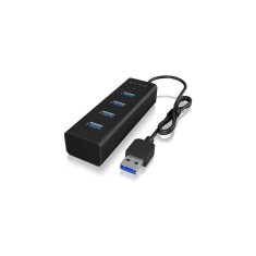 HUB extern Icy Box, porturi USB: USB 3.0 x 4, conectare prin USB-A, aluminiu, negru, &quot;IB-HUB1409-U3&quot; (timbru verde 0.8 lei)