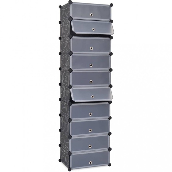 vidaXL Organizator de pantofi interconectat, 10 compartimente, negru