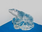 Studio-Art: Sculptură cristal masiv (28%PbO), suflată manual &icirc;n mulaj - Urs polar - Bergdala Glasbruk, Suedia