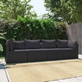 Gossi set mobilier de gradina cu perne, 4 piese, negru, poliratan