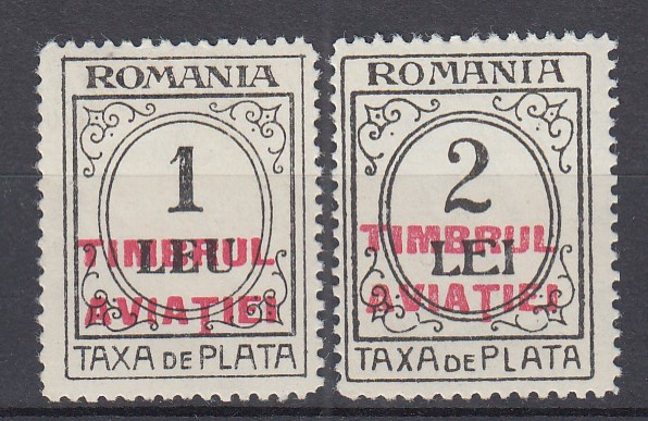 ROMANIA 1931 TAXA DE PLATA CU SUPRATIPAR TIMBRUL AVIATIEI SERIE MNH