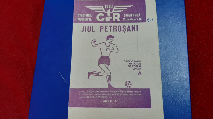 program CFR Cluj - Jiul