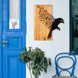 Decoratiune de perete, Mucize, lemn/metal, 45 x 58 cm, negru/maro, Enzo