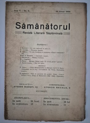 Carte veche Revista Samanatorul An 5 Numar 3 1906 foto
