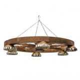 Lustra Rustica din lemn cu 6 castroane 60cm Zilan EXT 10217