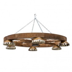 Lustra Rustica din lemn cu 6 castroane 60cm Zilan EXT 10217 foto