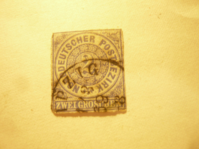 Timbru Germania de Nord 1868 , val 2 gr nedantelat stampilat