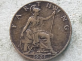 MAREA BRITANIE-1 FARTHING 1921, Europa, Bronz