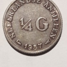 Moneda 1/4 Gulden 1957Antilele Olandeze argint