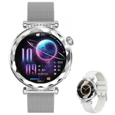Ceas smartwatch dama, Singlait? SG88, ecran rotund AMOLED 1.19&amp;quot;, 2 curele, Nou, Garantie 24 luni foto