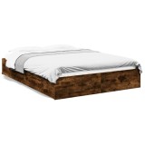 Cumpara ieftin Cadru de pat cu sertare stejar fumuriu 160x200cm lemn prelucrat