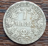 (A261) MONEDA DIN ARGINT GERMANIA - 1 MARK 1875, LIT. A, NECURATATA, Europa