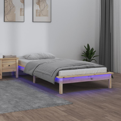 Cadru de pat cu LED, 90x200 cm, lemn masiv GartenMobel Dekor foto