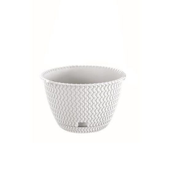 Ghiveci decorativ, rotund,​​​​​​​ alb, 23x14.5 cm, Splofy WS&nbsp;