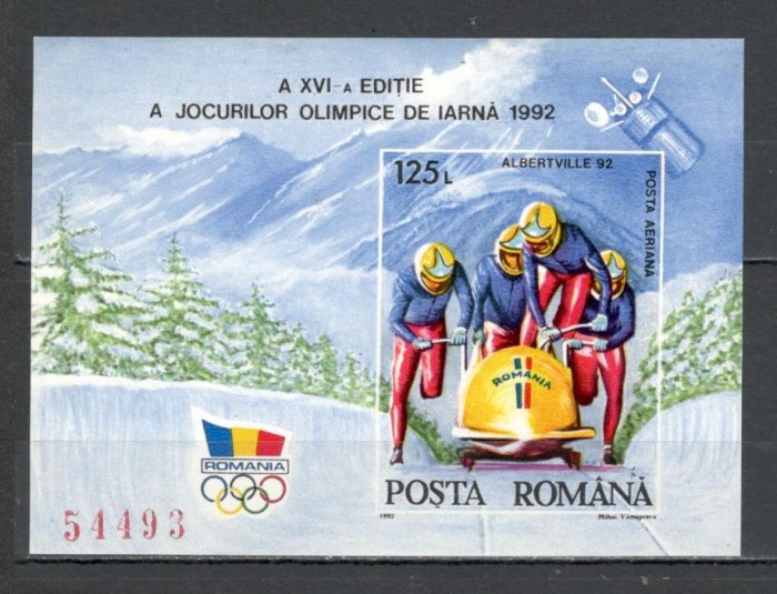 Romania.1992 Olimpiada de iarna ALBERTVILLE-Bl. nedantelat TR.506
