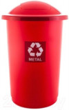 Cos Plastic Reciclare Selectiva, Capacitate 50l, Plafor Top - Rosu Cu Capac Rosu - Metal