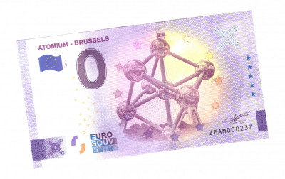 Bancnota souvenir Belgia 0 euro Atomium - Brussels 2022-4, UNC foto