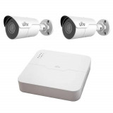 Sistem de supraveghere video IP PoE UNV 2 camere Starlight 4MP, 2.8mm, IR 50m, NVR 4 canale 8MP SafetyGuard Surveillance, Uniview