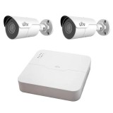 Sistem de supraveghere video IP PoE UNV 2 camere Starlight 4MP, 2.8mm, IR 50m, NVR 4 canale 8MP, Uniview