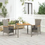 VidaXL Set mobilier de grădină cu perne, 3 piese, gri, poliratan