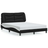 Cumpara ieftin Cadru de pat fara saltea, Hvar, negru/alb, 120x200 cm, piele ecologica