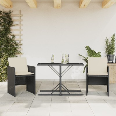 Gossi set bistro cu perne, 3 piese, negru, poliratan foto
