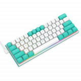 Tastatura Gaming Mecanica Redragon Fidd, iluminare RGB, Cu fir, Switch magnetic roz, Layouy US (Alb/Albastru)