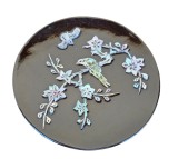 FARFURIOARA DECORATIVA VINTAGE DIN LEMN EXOTIC CU INTARSII DE SIDEF