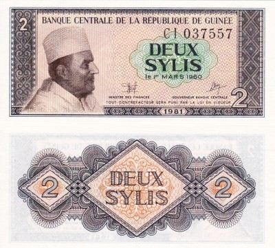 GUINEEA 2 sylis 1981 UNC!!! foto