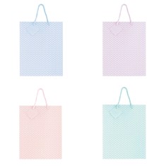 Sacosa Pastel cu buline, din hartie cu maner din snur, 17.8 x 23 x 9.8 cm (20
