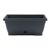Jardiniera din plastic Verbena, cu suport, interior / exterior, dreptunghiulara, gri, 40 x 20 x 15.5 cm