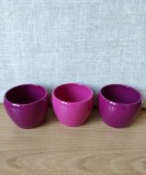 Set 3 Jardiniere Ceramica Mici Fucsia, Ghivece Decorative Plante, 7x6 cm