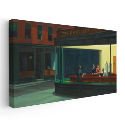 Tablou pictura Pasari de noapte Edward Hopper 1997 Tablou canvas pe panza CU RAMA 40x80 cm foto