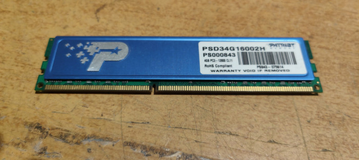 Ram PC Patriot 4GB DDR3 PCe-12800 PSD34G16002H