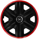 Set 4 Capace Roti pentru Opel, model Fast Black Cu Rama Rosie, R15