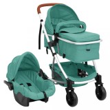 Cărucior pentru copii 3-&icirc;n-1, verde, aluminiu