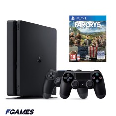 Consola Sony Playstation 4 Slim Ps4 500gb + Doua Controllere + Far Cry 5 PlayStation 4, Second-Hand