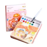 Cumpara ieftin Carte de colorat cu acuarele pentru copii, model printesa, 12 culori, pensula cu apa, 20 foi carton, 15.7 x 18.8 x 1.8 cm, roz